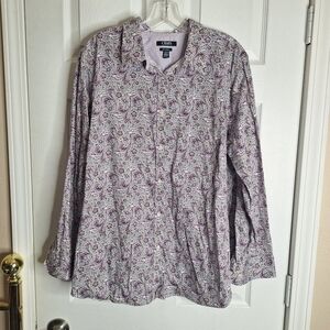 Chaps Ladies Paisley Button Up Wester Shirt - No Iron Size 1X